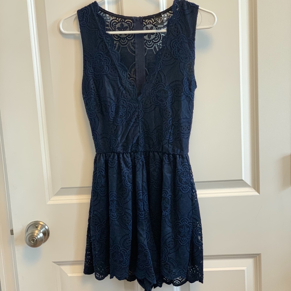 Windsor dark blue lace romper size small